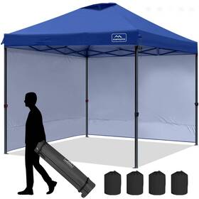 Kk-9595g-ny-sd Kampkeeper 10x10 Pop Up Canopy Tent With 2 Sidewalls Beach - Easy Outdoor Sun Shad