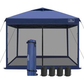 Kk-9595gm-ny-u-a Kampkeeper 10x10 Pop Up Canopy Tent With Netting Sun Shade Navy Blue Open Box