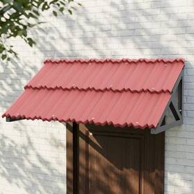 Kaobas 640486154394 Fixed Metal Awning For Door Entrance 52.7in X 3ft 6.575ft 2.5ft Red
