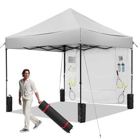 Ca-38 Kendane Gray 10x10 Ft Pop Up Canopy Tent With 1 Sidewall Heavy Duty For Outdo