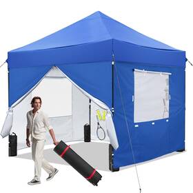 Ca-40 Kendane Blue 10x10 Ft Pop Up Canopy Tent With Sidewalls Heavy Duty For Outdoo