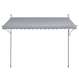 Kffkff 077685106075 Retractable Patio Awning Height Adjustable 86 To 122 In Dark Gray