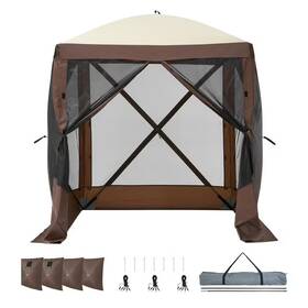 120916 Kffkff Instant 6x6 Screen House Canopy With Mesh Windows And Wind Panels