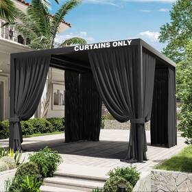 120l Kimunuk 763527035916 10ft X Waterproof Gazebo Replacement Privacy Curtains 4 Panels Black
