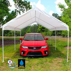 6-leg King Canopy 313110230237 Value 10 Ft. 8 Inch X 20 Carport 1-1/4 Steel Frame White