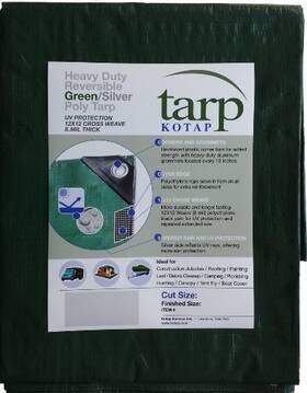 8-mil Kotap 720434907552 15ft X20ft Heavy-duty 12 By Cross Weave Reversible Green/silver Poly Tarp