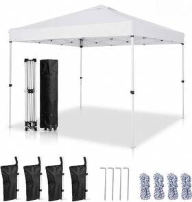 Kripowa 739768841531 10x10 Pop Up Canopy Event Tent One-person Setup Waterproof And Uv-blocking