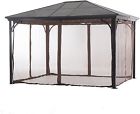 L-gz604pco-f-mn Essential Garden Gazebo-netting-mosquito-canopy-hardtop-net-replacement-10x12-brown-rectangular 841057148501