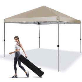 Ls-131-10x10-beige Lanmountain Canopy Tent 10x10 Ft Heavy Duty Sun Instant Shelter With Adjustable Straight Leg