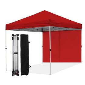 Ls-131-bq-10x10-red Lanmountain Pop Up Canopy Tent 10x10 Ft One Push Shelter Adjustable Straight Leg Heights