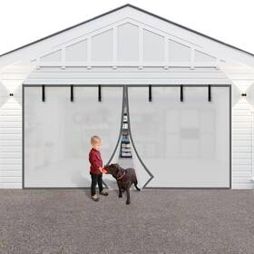 Psno1 Liamst Privacy Garage Door Screen Blackout For 1 Car Garage- 8x7ft Silver Gr