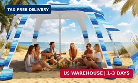 Lianhuan Tech Global Limited 717839933194 Beach Cabana With 6-corner 8ft Upf50 Canopy Adjustable Height T