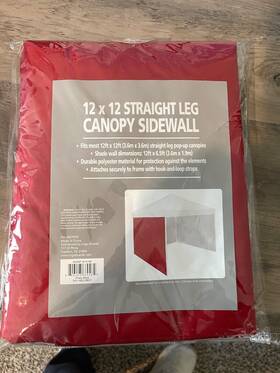 Logobrand 806293660484 12x12 Straight Leg Canopy Side Wall Durable Polyester - Red