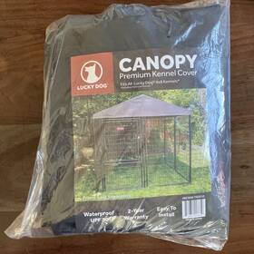 Pkc8x8-te0310 Lucky Dog Canopy Premium Kennel Cover 8x8 Gray Waterproof Pen Roof