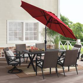 Ms14088118160ad Mainstays 9ft Really Red Round Outdoor Tilting Market Patio Umbrella With Crank