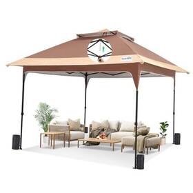 Cl1213ns Ml Pop Up Gazebo Canopy 12 X One Person Set Portable 12x12 Ft Tan&brown