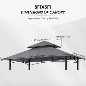 L-gg001pst-f Mstercanopy 711181172690 Mastercanopy Grill Gazebo Replacement Canopy For Model Gray