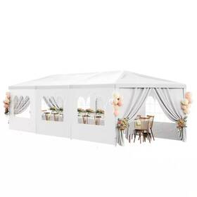 .n/a 313113231262 10 X 30 Ft. White Waterproof Outdoor Canopy Tent With 8 Removable Sidewalls
