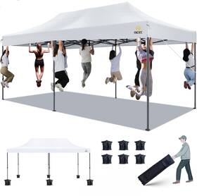 Nc-10x20gazeb-1111 Nice C 10x20 Canopy Pop Up Gazebo Party Waterproof Wheeled Bag White No Wall