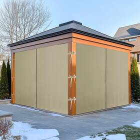 Ntcaocbl10sd4-14484c13 Nicetown 12ft X Outdoor Curtains 4 Panels Waterproof Gazebo Privacy Taupe With Zippers