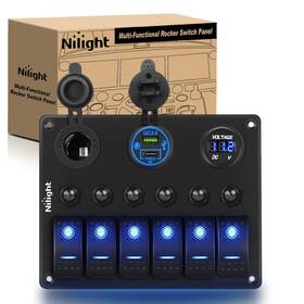90451b Nilight 6 Gang Rocker Switch Panel Waterproof Pre-wired Aluminum Panels With