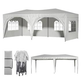 6-removable Nivencai 772093168485 Pop-up Canopy/tent 19.39ftl X 8.36fth With Sidewalls White