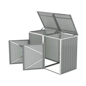 Noble House 313031317369 Nelly 63.78 Inch W X 32 D 48 H Light Gray Metal Patio Outdoor Storage G