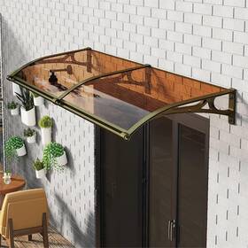 Nollapo 763932392147 Metal Window Door Awning Canopy Upf 50 Dark Brown With Aluminum Bracket Pol