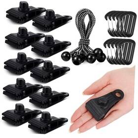 Novabright Jyy-novabright-1330 Set Heavy Duty Tarp Clamps With Bungee Cords And Carabiners Wide Grip 30