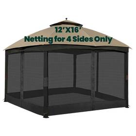 Wzl-12x16 Olilawn Gazebo Universal Replacement Mosquito Netting 12ft X 16ft Outdoor Canopy Net S