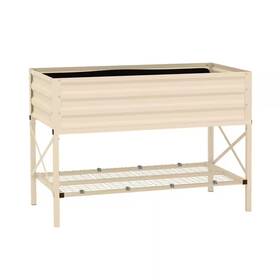 Otryad 744110185270 21.25 Inch W X 41.75 L Cream White Raised Garden Bed With Galvanized Steel Fr