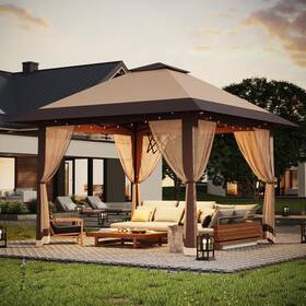 Dzkez9fabda-khdij1wgjar0y5q Outdoorvibe 13ftx13ft Gazebo Pop Up Patio Outdoor Canopy Tent With Double Roof Mosq