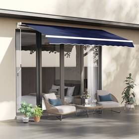 104565 Outsunny Patio Awning Canopy Retractable Deck Door Outdoor Sun Shade Shelter 10ft X 8ft