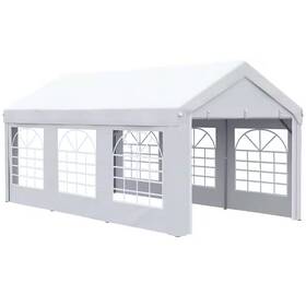 Outsunny 313055725713 20 Ft. X 10 White Party Tent And Carport With Removable Sidewalls Window