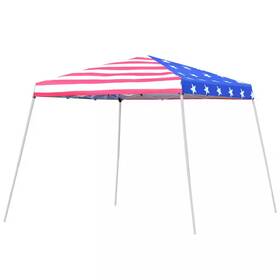 Outsunny 313108872821 10 Ft. X American Flag Outdoor Canopy Pop Up Event Tent With Slanted Legs