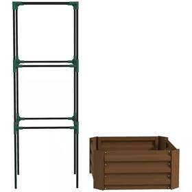 Outsunny 445043261200 24 Inch X 11.75 Galvanized Steel Raised Garden Bed Brown