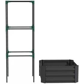 Outsunny 445053432454 24 Inch X 11.75 Galvanized Steel Raised Garden Bed Dark Gray