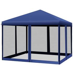 840-014bu Outsunny 10 Ft. X Blue Heavy Duty Pop Up Canopy With Removable Mesh