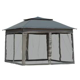 840-166cg Outsunny Grey 11 Ft. X Pop Up Gazebo Canopy With 2-tier Soft Top