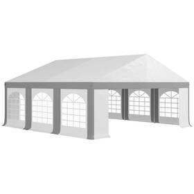 84c-019v00gy Outsunny Outdoor Canopy Tent 20ftx124 Inch Peaked Polyester Square White Nft Gray