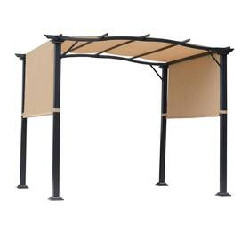 84c-124 Outsunny Pergola 90 Inch Hx96 W Steel Polyester Fabric Gazebo Flat Canopy Shade Brown
