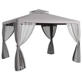 84c-133v01gy Outsunny 9.6 Ft. X 11.6 Gray Outdoor Canopy Shelter With 2-tier Roof And Netting