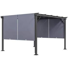84c-242v01gy Outsunny Retractable Pergola Canopy 10 Inch X7.2 Rectangle Uv-resistant Steel Gray