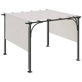 84c-282wt Outsunny White 10 Ft. X Retractable Pergola Patio Gazebo With Steel Frame