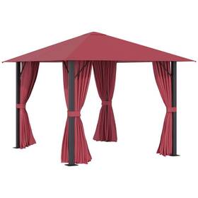 84c-322wr Outsunny 10 Ft. X Wine Red Patio Gazebo Outdoor Canopy Shelter