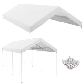 84c-448v00wt Outsunny Canopies 10ftx20ft Pe White Carport Replacement Top With Ball Bungee Cords