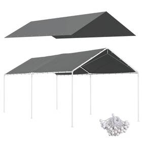84c-450v00cg Outsunny Outdoor Carport Replacement Top 10-ft X 20-ft Uv Resistant Dark Gray