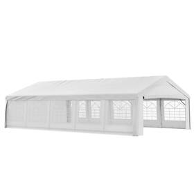 Us100110-047w0145 Outsunny 20ft X 32ft Carport Garage Party Event Tent Heavy Duty Large Patio White