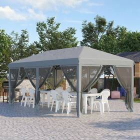Us840-012v03gy0141 Outsunny 10ftx20ft Pop Up Party Tent Gazebo Wedding Canopy With 6 Sidewalls Cream White