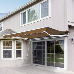Us840-150cf0131 Outsunny 10ft X 8ft Manual Retractable Sun Shade Patio Awning Coffee 8 10